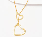 UltraFine 950 Silver Gold Plated Heart Toggle Diamond Cut Necklace 26"